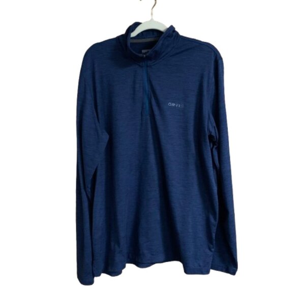 Orvis Performance Men's 1/4 Zip Navy Blue Large Pullover Long Sleeve Shirt EUC - Picture 1 of 13